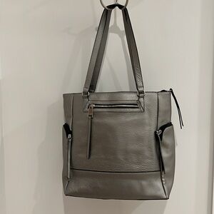 Perlina leather tote, “Isabelle” gun metal tote. Very gently used.